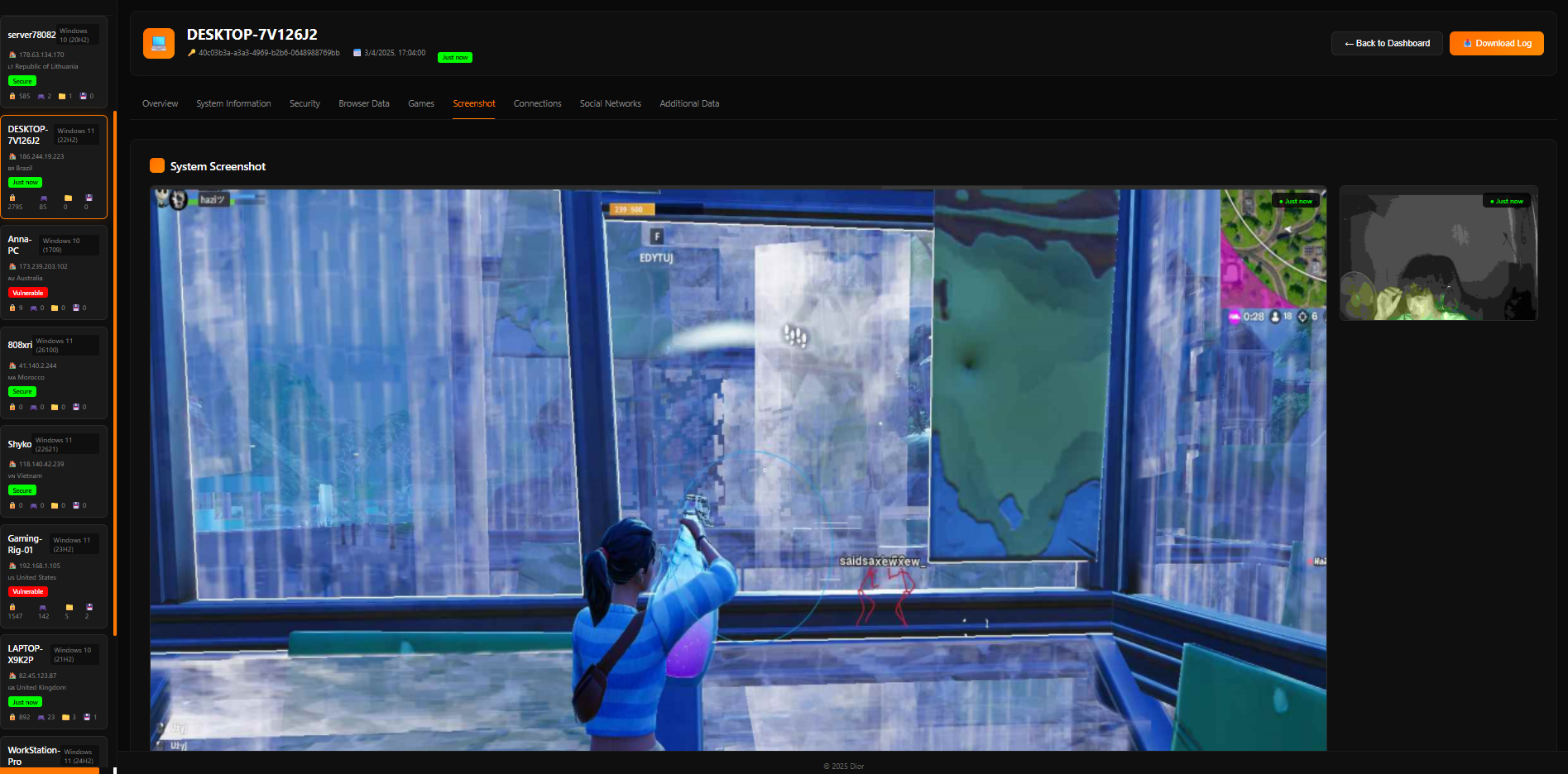 Dior System Screenshot Feature